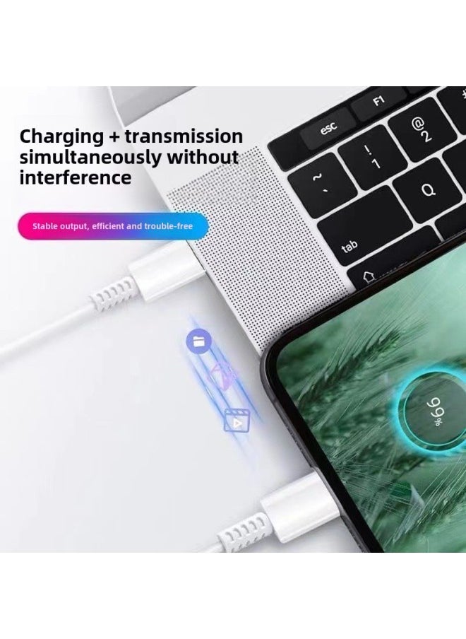 For Samsung 45W Fast Charging 25W Charger Note20 Mobile Phone 5A Dual Type-c Data Cable Plug Fast Charging Head-Color:45W Fast Charging Head + Fast Charging Line (1 M Set) White