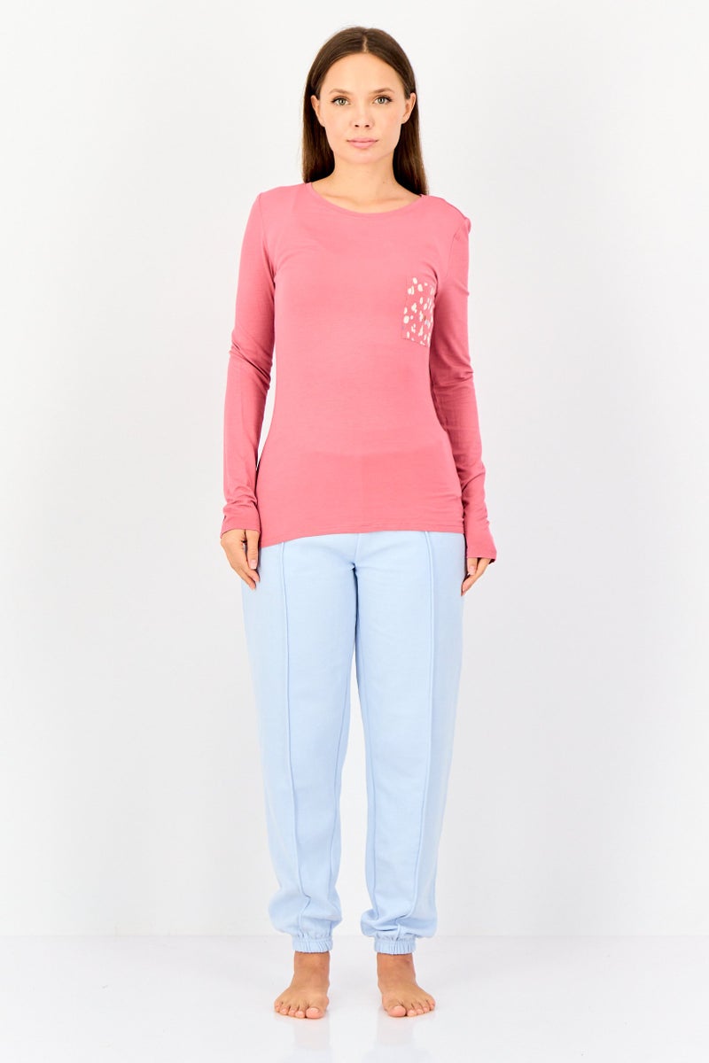 Marks & Spencer بيجامة نسائية بأكمام طويلة وطباعة جرافيك على شكل طاقية، حمراء - Image 3