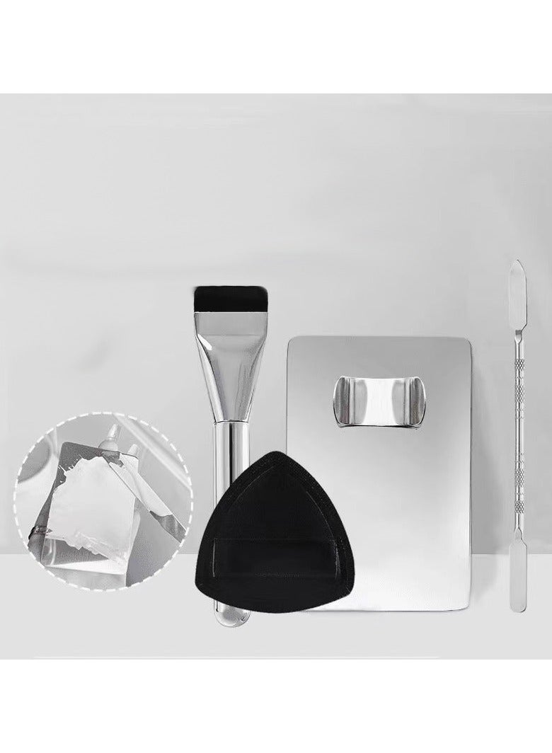 طقم أدوات مكياج احترافي - فرشاة أساس وسبنج روبيسيل مع لوحة خلط، مجموعة سفر مضغوطة - Image 1