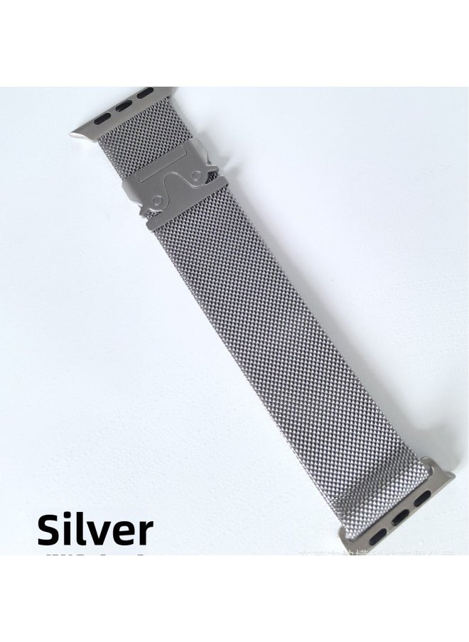 Generic - Suitable For AppleWatch Parachute Buckle Milanese Magnetic Strap Iwatch10 Strap-Color:Light Peach Powder-Specifications:42/44/45/49mm - Image 1