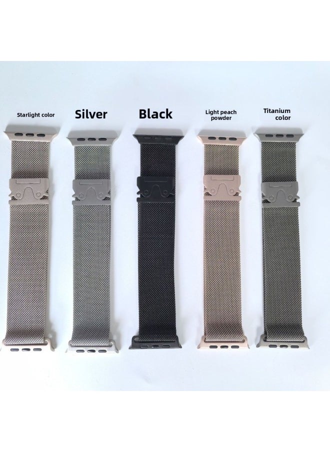 Generic - Suitable For AppleWatch Parachute Buckle Milanese Magnetic Strap Iwatch10 Strap-Color:Light Peach Powder-Specifications:42/44/45/49mm - Image 1