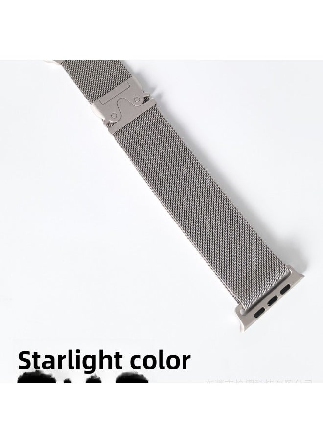 Generic - Suitable For AppleWatch Parachute Buckle Milanese Magnetic Strap Iwatch10 Strap-Color:Light Peach Powder-Specifications:42/44/45/49mm - Image 1