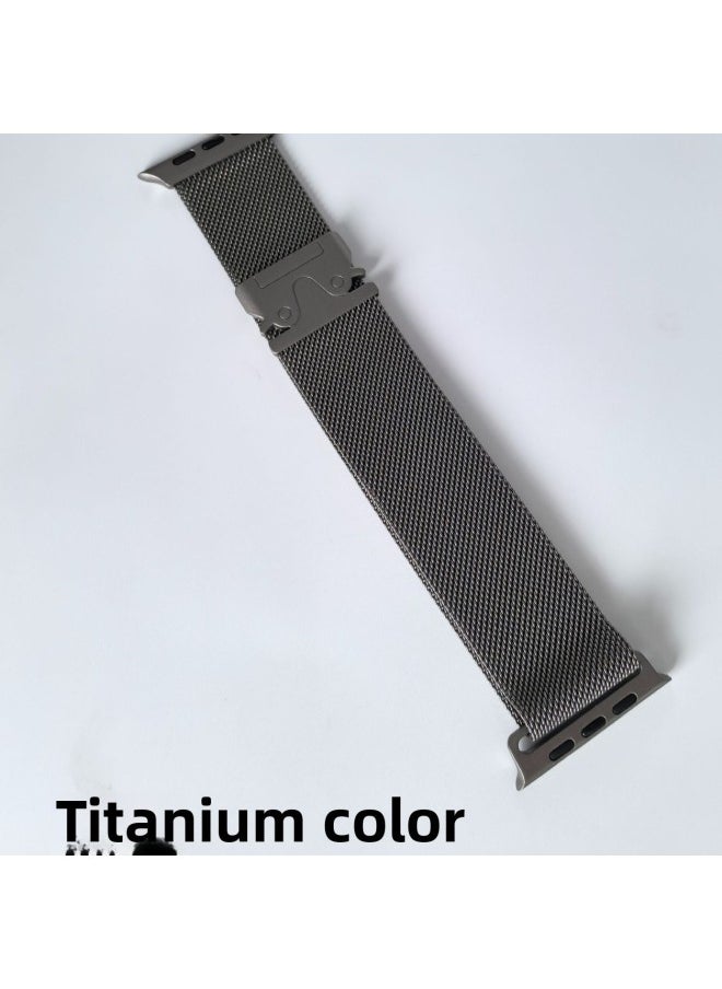Generic - Suitable For AppleWatch Parachute Buckle Milanese Magnetic Strap Iwatch10 Strap-Color:Light Peach Powder-Specifications:42/44/45/49mm - Image 1