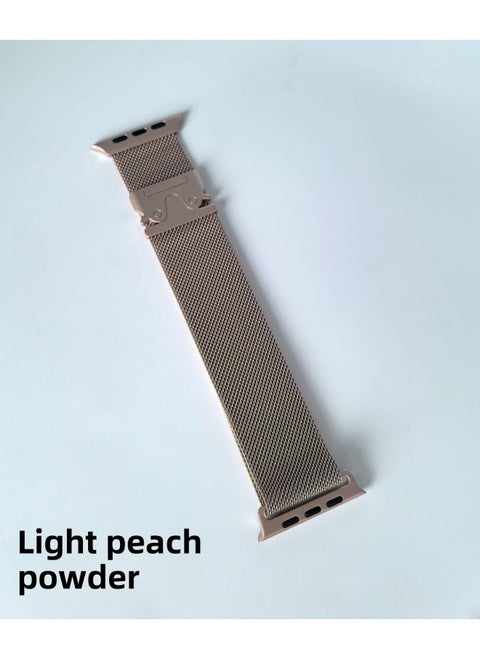 Suitable For AppleWatch Parachute Buckle Milanese Magnetic Strap Iwatch10 Strap-Color:Light Peach Powder-Specifications:42/44/45/49mm