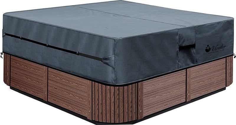 UCEDER Waterproof Hot Tub Cover -Outdoor Spa Cover Cap(Actual Size 88''x88 x20'' Fit 86''x86 x 20'') 600D Heavy Duty Polyester Hot Tub Cover Protector(Dark Gray) - Image 1