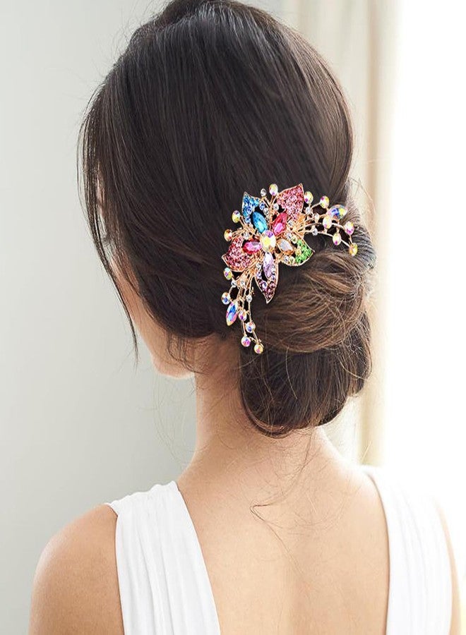 KuuGuu 6 PCS Flower Bride Wedding Hair Comb Floral Rhinestone Hair Side Combs Crystal Hair Pins Sparkly Vintage Headpiece Hair Accessories for Brides Bridesmaids Women Girls Updo - Image 4