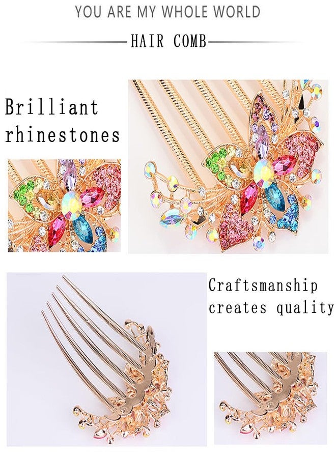 KuuGuu 6 PCS Flower Bride Wedding Hair Comb Floral Rhinestone Hair Side Combs Crystal Hair Pins Sparkly Vintage Headpiece Hair Accessories for Brides Bridesmaids Women Girls Updo - Image 3