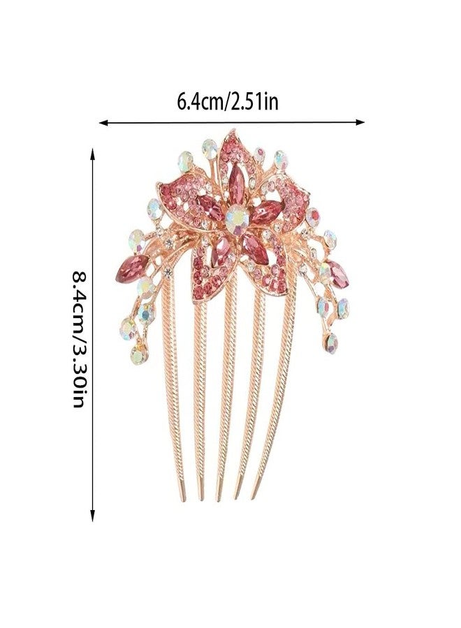 KuuGuu 6 PCS Flower Bride Wedding Hair Comb Floral Rhinestone Hair Side Combs Crystal Hair Pins Sparkly Vintage Headpiece Hair Accessories for Brides Bridesmaids Women Girls Updo - Image 2