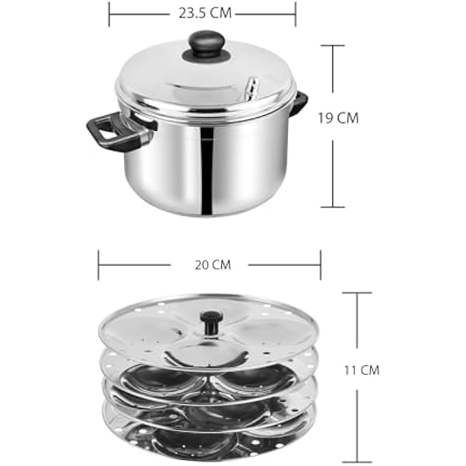 طباخ فينود إيدلي من الفولاذ المقاوم للصدأ مع طبق إيدلي مكون من 4 طبقات 16 طباخ إيدلي VIC001 صانع إيدلي بالبخار - Image 3