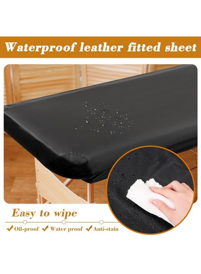 Macarrie 2 Pcs Pu Leather Massage Table Cover Sheet Pu Vinyl Leather Massage Table Protector Cover Waterproof Massage Table Sheets Massage Table Cover For Tables 28''-31'' Wide, 74'' Long (Black) - Image 2