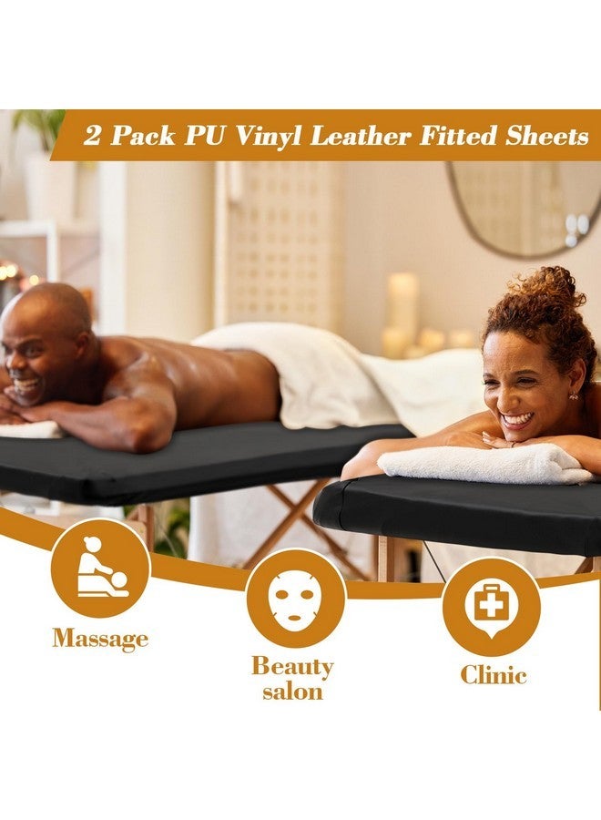Macarrie 2 Pcs Pu Leather Massage Table Cover Sheet Pu Vinyl Leather Massage Table Protector Cover Waterproof Massage Table Sheets Massage Table Cover For Tables 28''-31'' Wide, 74'' Long (Black) - Image 5