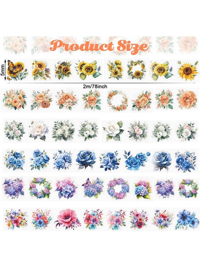 HASTHIP® 6 Rolls Floral DIY Scrapbooking Decorative Tapes, Washi Tape Stickers Floral Tapes PET Transparent Aesthetic Tapes Sticker for Journal Making, Scrapbooking, DIY Art and Craft - Image 2