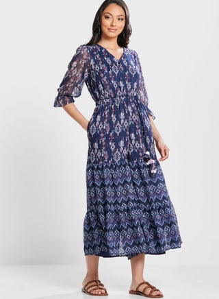 Wide Leg Printed Pocket Detail Jumpsuit