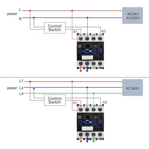 Heschen AC Contactor, CJX2-2501, 24V 50/60Hz Coil, 3P, 3 Pole, Normally Closed, Ie 25A, Ue 380V - Image 3