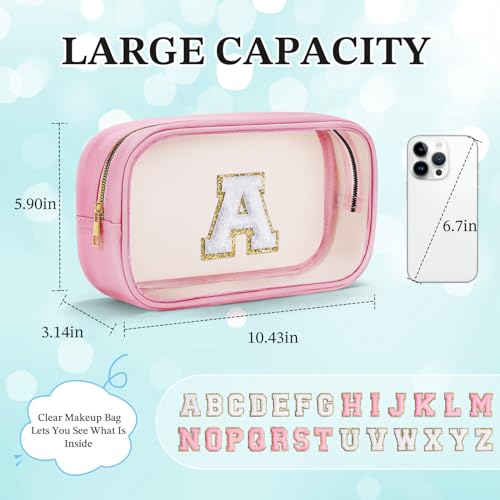YOOLIFE Graduation Teacher Gifts Travel Toiletry Bag, Clear Makeup Bag Preppy Cosmetic Bags Organizer Travel Essentials Pink Gifts for Girls Teen Girlfriend Kids Birthday Gift Preppy Stuff M - Image 4