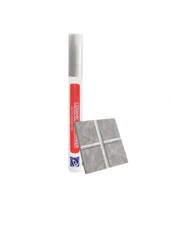 Wall Grout Restorer Marker Pen, Waterproof Grout Tile Pen, Easy To Use Grout Restoration Pen, Repair Pen For Tiles, Wall, Floor Tile Grout, Floor, Kitchens And Bathrooms, (1pc, Silver) - Image 1