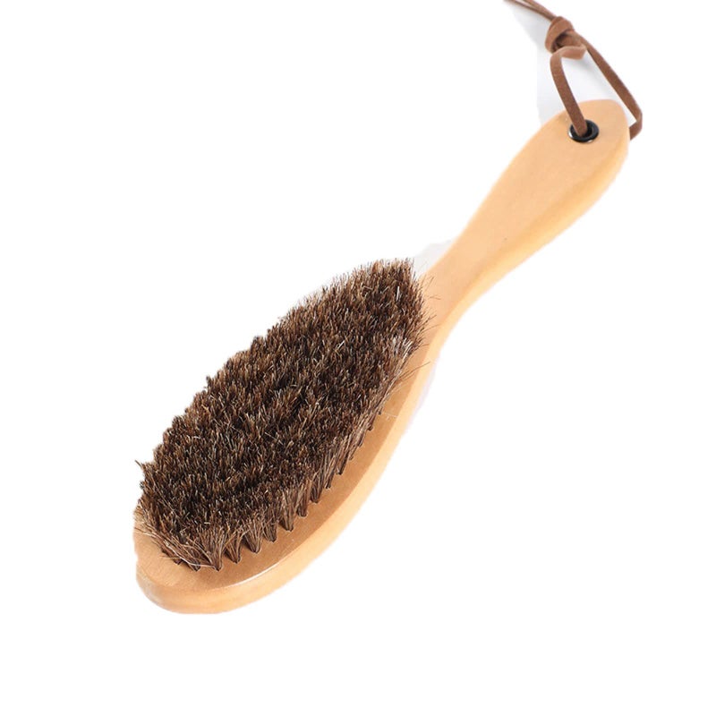 SEMOOR Wooden Handle Horsehair Cleaning Brush for Leather Shoes, Bags, Coats, Car Seats - Soft Dust Removal & Polishing - Image 1