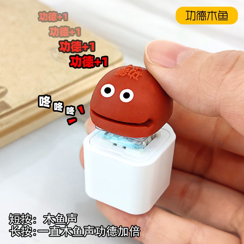 TikTok Popular Sharp Crying Chicken Button Pendant With Sound Effect Creative Stress Relief Toys Miniature Models Home Goods Gongde Wooden Fish Charging Version (typec Interface)