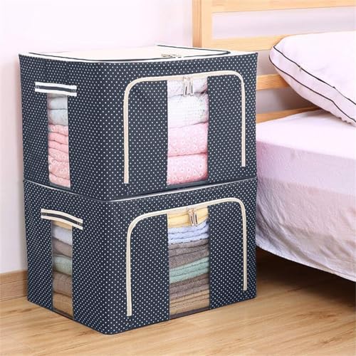 ESTAMINE Clothes Storage Box Foldable Steel Frame Clothes Organizer Storage Box for Wardrobe, Saree, Shirts, and Blankets (24 LTR PACK OF 2) - Image 1
