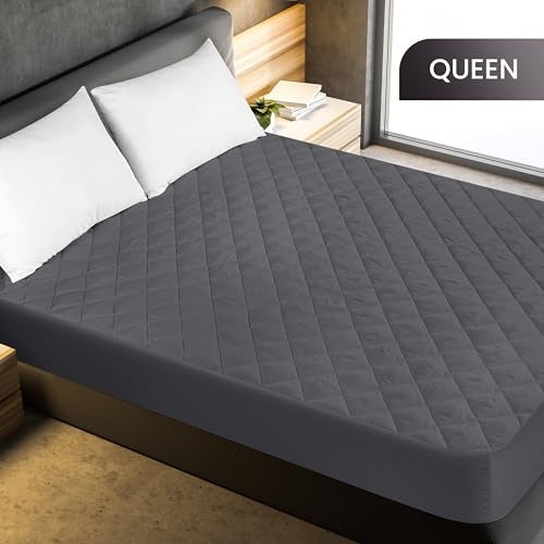 Utopia Bedding Quilted Fitted Mattress Pad, Queen Size, Elastic Fitted Mattress Topper Protector and Cover Stretches up to 16 Inches Deep, Machine Washable (Grey) - Image 2