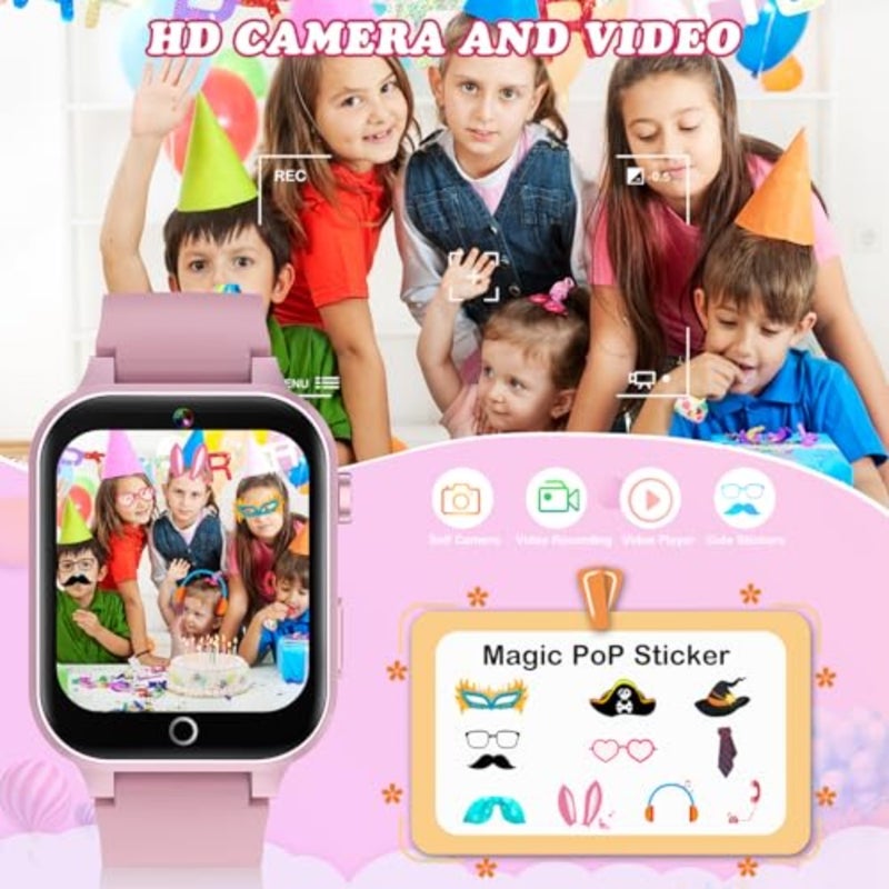 Smart Watch with Camera, Video, Music Player, Alarm Clock, Stopwatch, Calendar, Pedometer, 1.54'' HD Touchscreen, Shockproof, IP68 Waterproof for Girls Boys 6-12 Years Old - Image 5
