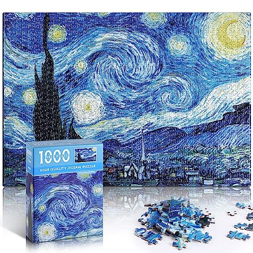 YOGEON Puzzle for Adults 1000 Pieces Van Gogh Starry Night Puzzle Artwork Jigsaw Puzzle Family Game 28x 20 - Image 1