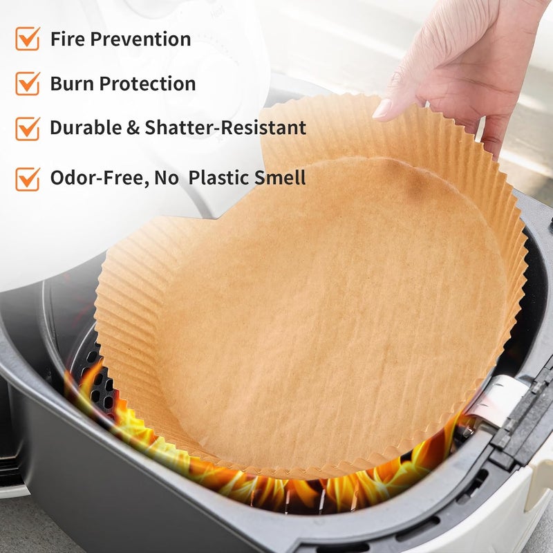 prcmsafldbp 250 Pcs 7.9 Inch Round Air Fryer Liners Disposable for Home Bakers - Thickened Silicone Oil Paper - Withstands up to 450°F Heat - for Air Fryer 5 to 8 Qt - Image 5