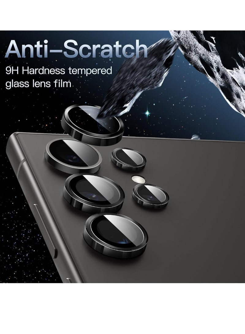 ELTRAZONE Camera Lens Protector for Samsung Galaxy S24 Ultra, 9H Tempered Glass Metal Individual Ring Cover, Easy Installation Tray, HD Clear, 1 Set (Black) - Image 3