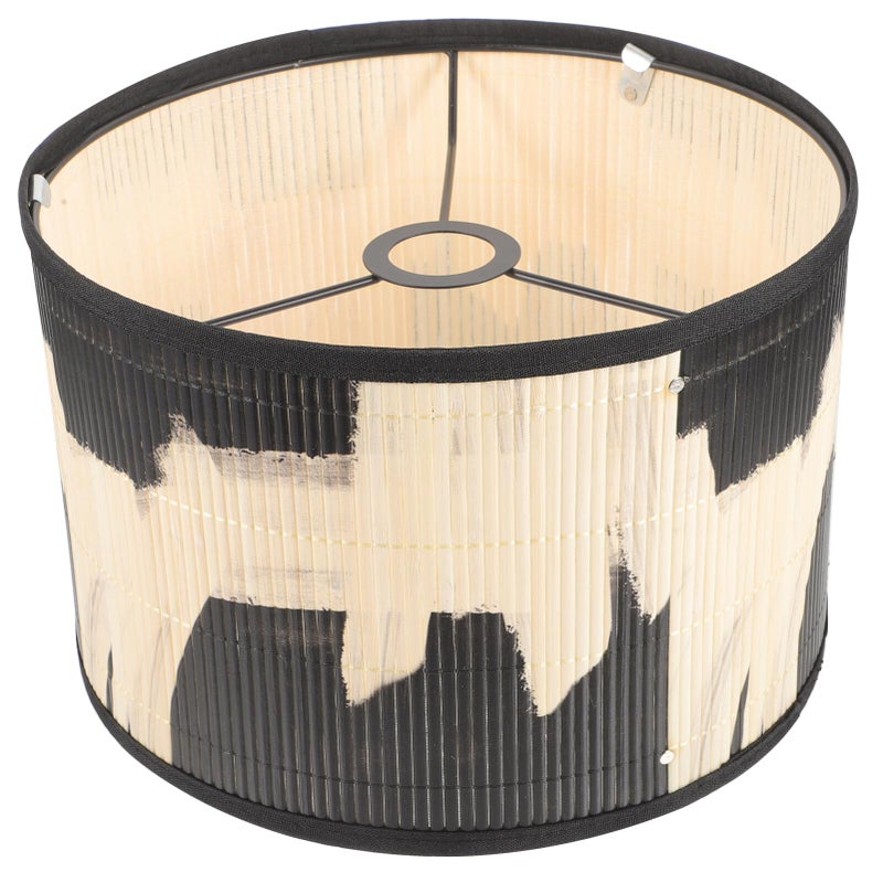 Uonlytech Bamboo Lamp Shade, Vintage Drum Lampshade Chandelier Lamp Cover Replacement Light Accessory for Pendant Floor Light, 30X30x20CM - Image 1