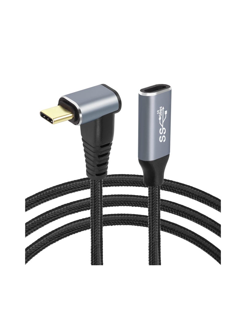 2M 90 Degree USB C Extension Cable, Right Angle USB3.1 Gen2 Cable 10Gbps PD 100W Male to Female Charging Cord Type-C Extender Up Down Cable Compatible with Laptops and More Type-C Devices - Image 1