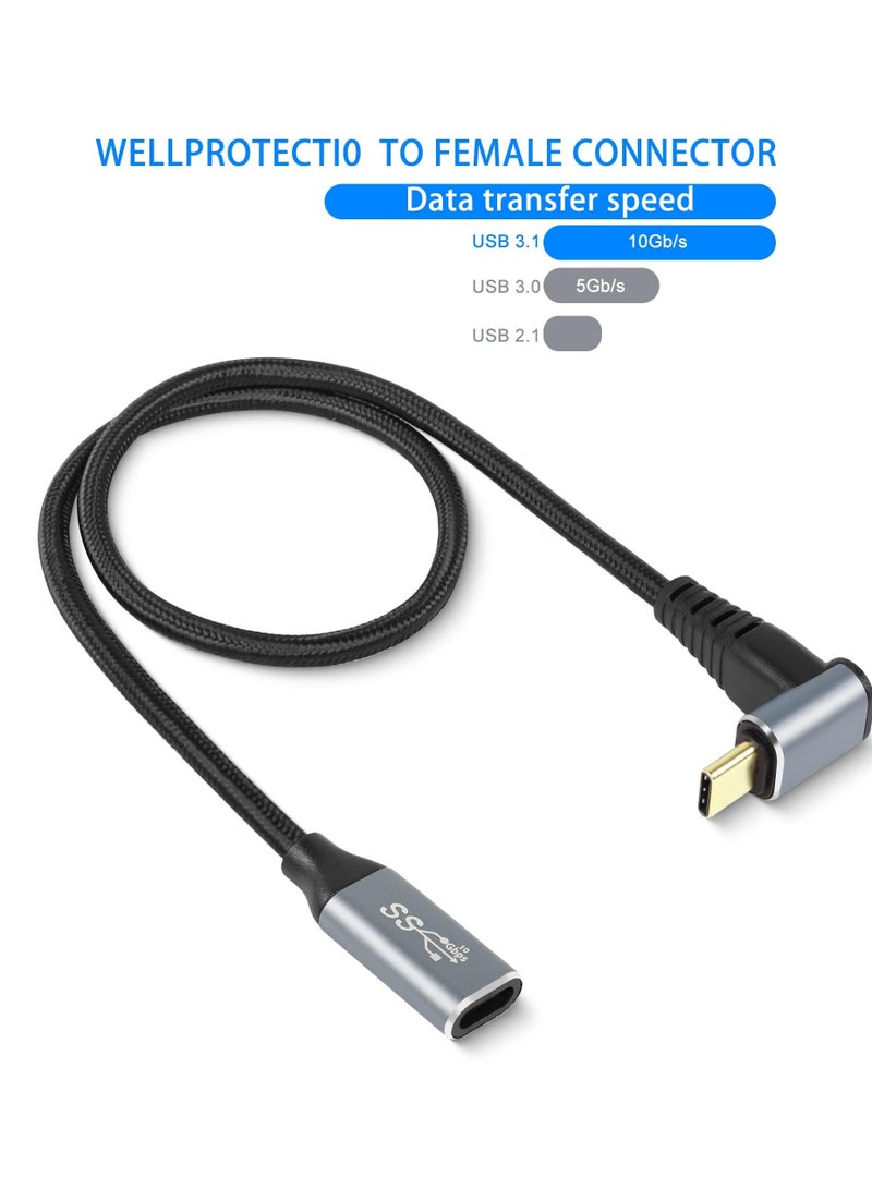2M 90 Degree USB C Extension Cable, Right Angle USB3.1 Gen2 Cable 10Gbps PD 100W Male to Female Charging Cord Type-C Extender Up Down Cable Compatible with Laptops and More Type-C Devices - Image 4