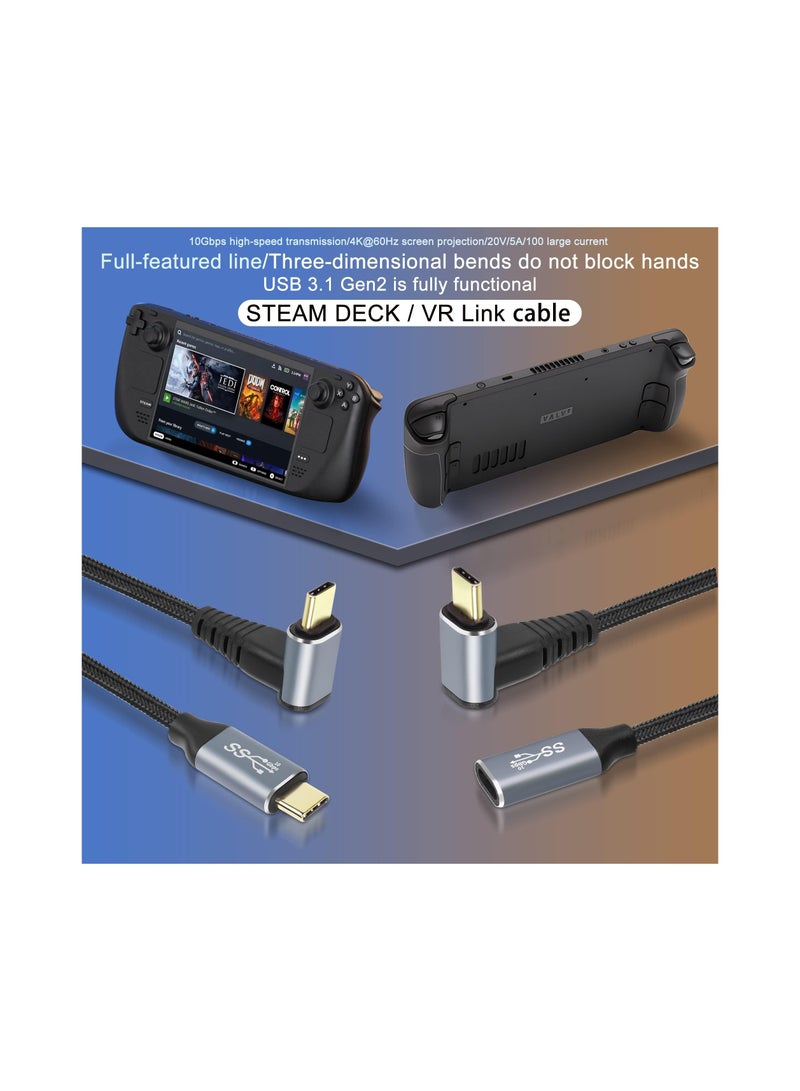 2M 90 Degree USB C Extension Cable, Right Angle USB3.1 Gen2 Cable 10Gbps PD 100W Male to Female Charging Cord Type-C Extender Up Down Cable Compatible with Laptops and More Type-C Devices - Image 3