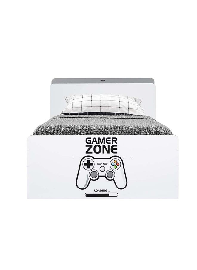 DANUBE HOME Gamerzone 120X200 Headboard Storage Bed With Usb Modern Design Wooden Single Bed Frame Furniture Comfortable Bed (Mattress Not Included) L219.5Xw125Xh100Cm-White And Grey  - Image 4