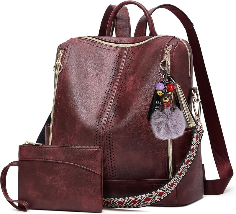 Makes Backpack Purse for Women PU Leather Travel Satchel Handbag Convertible Design Bag with Purse - Image 1