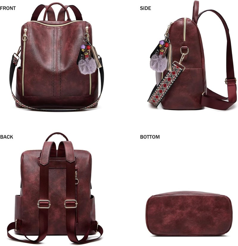 Makes Backpack Purse for Women PU Leather Travel Satchel Handbag Convertible Design Bag with Purse - Image 5