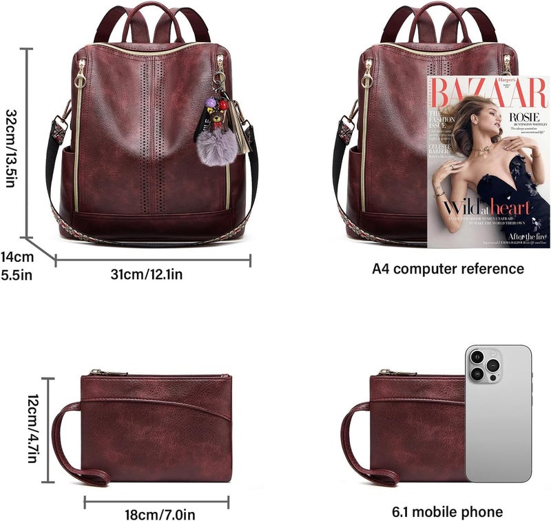Makes Backpack Purse for Women PU Leather Travel Satchel Handbag Convertible Design Bag with Purse - Image 4