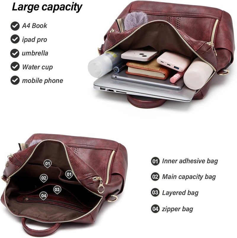 Makes Backpack Purse for Women PU Leather Travel Satchel Handbag Convertible Design Bag with Purse - Image 2