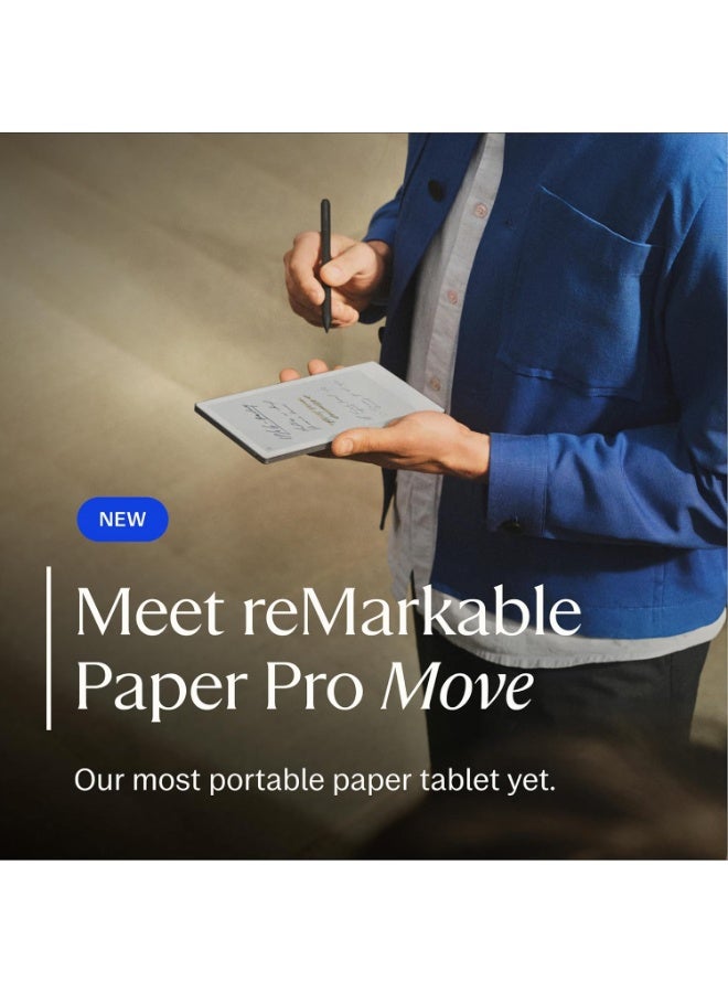 ريماركابل جهاز ReMarkable Paper Pro Move اللوحي: الجهاز اللوحي الورقي المصمم للعمل في أي وقت وفي أي مكان ومع أي شخص. كن حاضرًا في اللحظة بينما تدوّن أفكارك على شاشة ملونة تشبه شاشة الورق. بتصميمه فائق النحافة، وحافظة Book Folio الواقية، وبطارية تدوم أسبوعين، سيرافقك أينما كنت. - Image 4