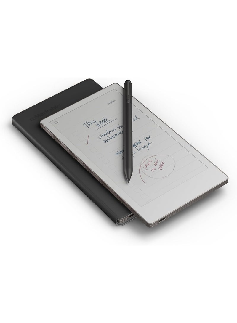 ريماركابل جهاز ReMarkable Paper Pro Move اللوحي: الجهاز اللوحي الورقي المصمم للعمل في أي وقت وفي أي مكان ومع أي شخص. كن حاضرًا في اللحظة بينما تدوّن أفكارك على شاشة ملونة تشبه شاشة الورق. بتصميمه فائق النحافة، وحافظة Book Folio الواقية، وبطارية تدوم أسبوعين، سيرافقك أينما كنت. - Image 5