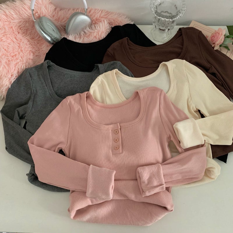 Comfortable skin velvet, original practice, with original chest pad shrink belt shoulder slim warm long sleeve bottoming shirt - Image 4