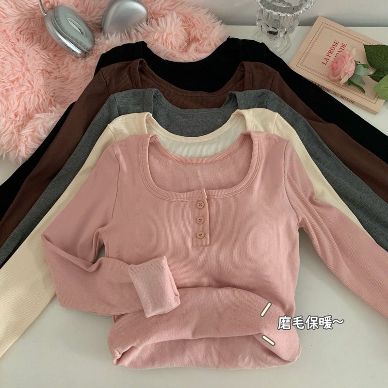 Comfortable skin velvet, original practice, with original chest pad shrink belt shoulder slim warm long sleeve bottoming shirt - Image 3