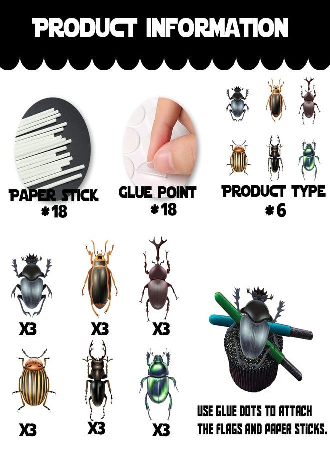LETLIMIT 18pcs Glitter Dessert Cupcake Topper Reptile Insect Beetle Theme Decorations Baby Shower Boys Girls Happy Birthday Party Decor Supplies - Image 4