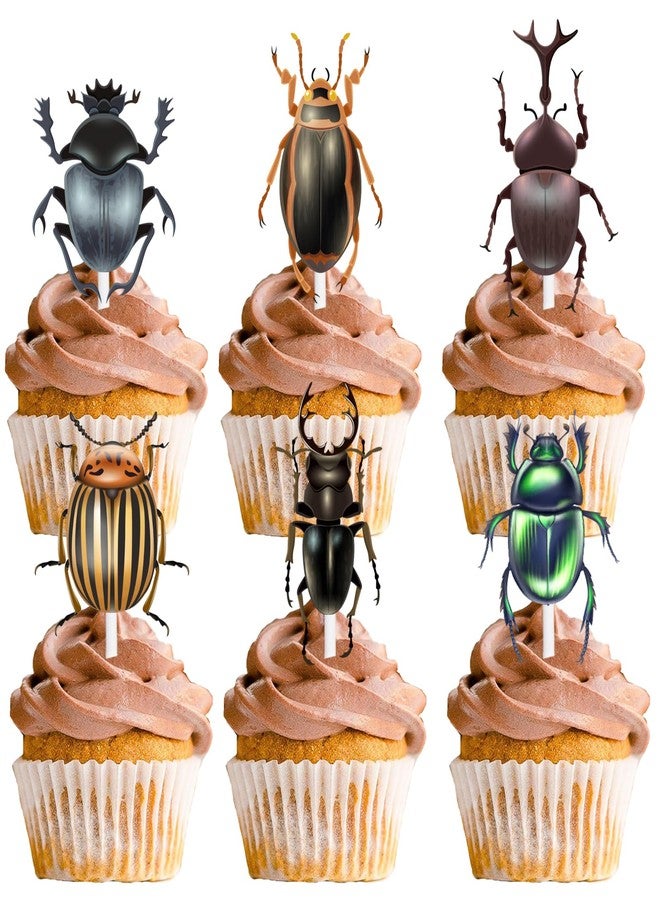 LETLIMIT 18pcs Glitter Dessert Cupcake Topper Reptile Insect Beetle Theme Decorations Baby Shower Boys Girls Happy Birthday Party Decor Supplies - Image 1