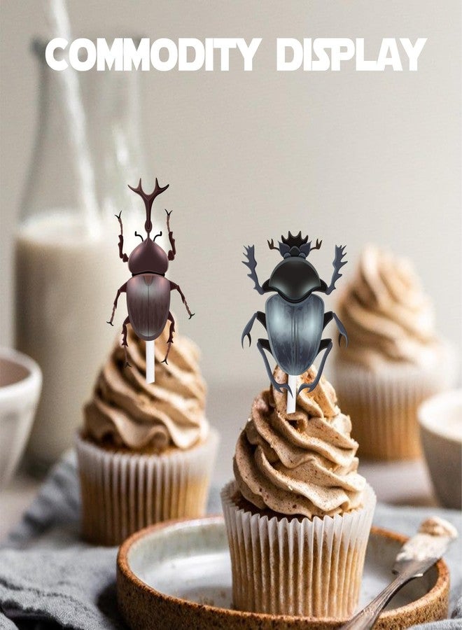 LETLIMIT 18pcs Glitter Dessert Cupcake Topper Reptile Insect Beetle Theme Decorations Baby Shower Boys Girls Happy Birthday Party Decor Supplies - Image 5
