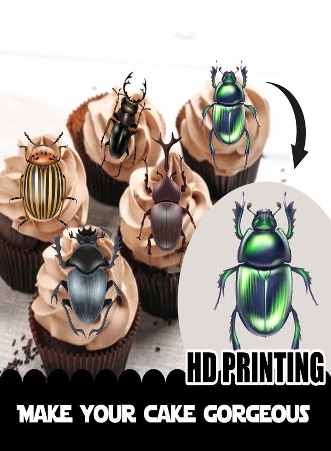 LETLIMIT 18pcs Glitter Dessert Cupcake Topper Reptile Insect Beetle Theme Decorations Baby Shower Boys Girls Happy Birthday Party Decor Supplies - Image 3