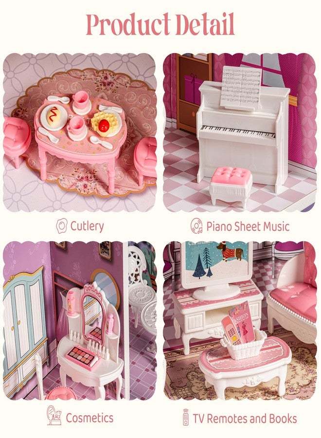ROBOTIME 26PCS Dollhouse Furniture Set for Kids - Realistic Dollhouse Accessories with 5 Rooms: Living Room, Bedroom, Bathroom, Dining Room & Balcony, for Girls & Boys Ages 3+ - Image 3