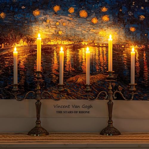 Homemory Real Wax LED Flameless Taper Candles with Timer, Dripless Fake Candlesticks with 3D Flickering Flame, 9.6 Inches White Window Candle for Fireplace Christmas Halloween - Image 5