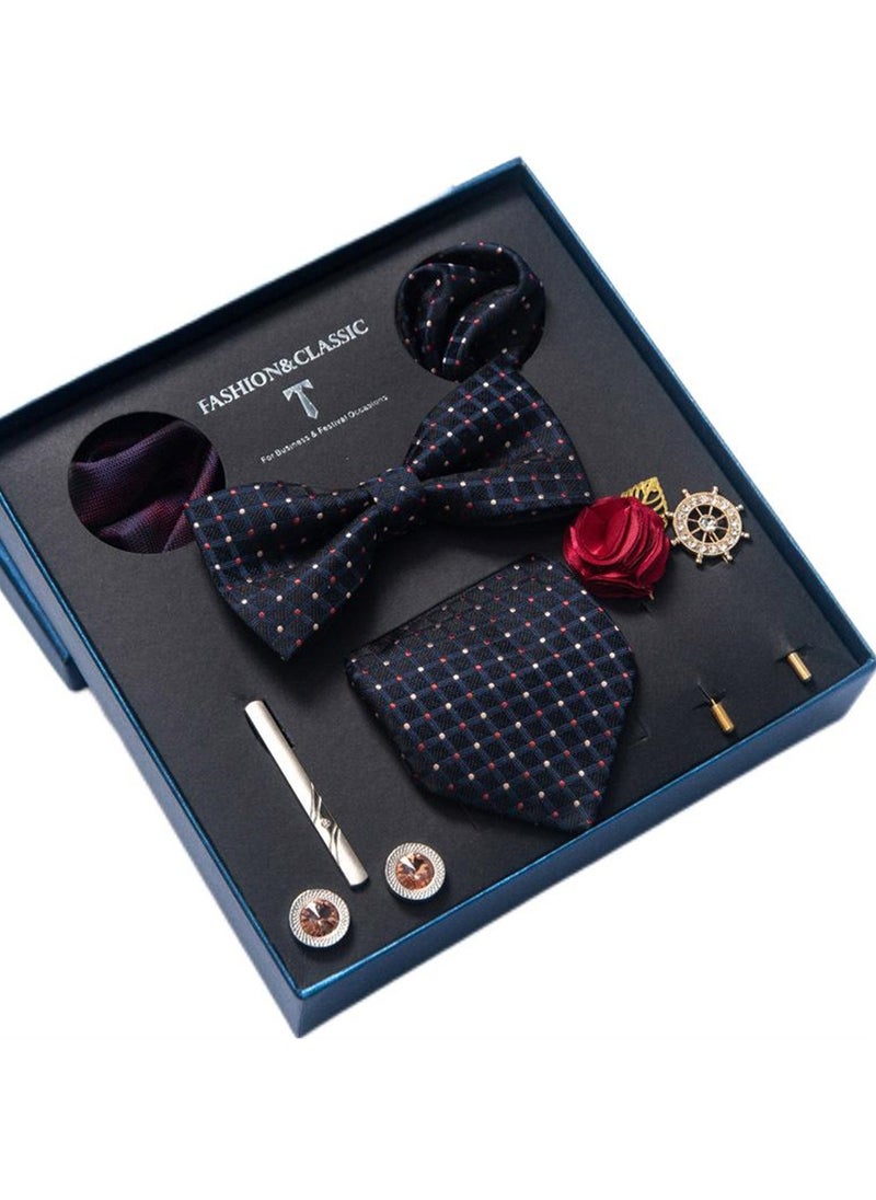 Generic - 8pcs tie set bow tie men's accessories brooch brooch cufflinks formal suit accessories set - Image 1