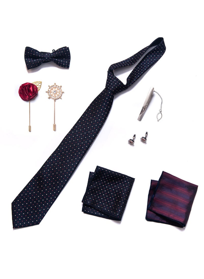 Generic - 8pcs tie set bow tie men's accessories brooch brooch cufflinks formal suit accessories set - Image 1