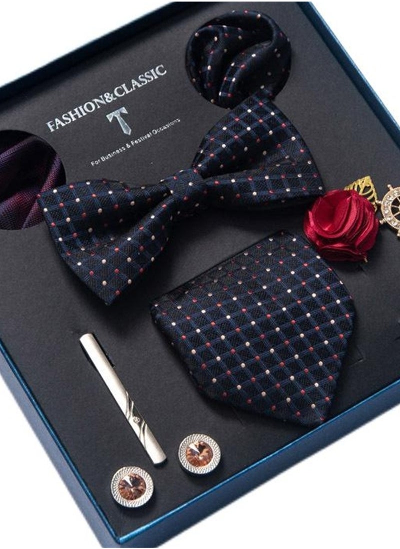 Generic - 8pcs tie set bow tie men's accessories brooch brooch cufflinks formal suit accessories set - Image 1